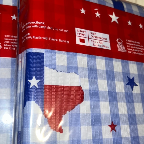 New Set of Texas Gingham Pattern Background Flannel Backing Tablecloth - Picture 5 of 8